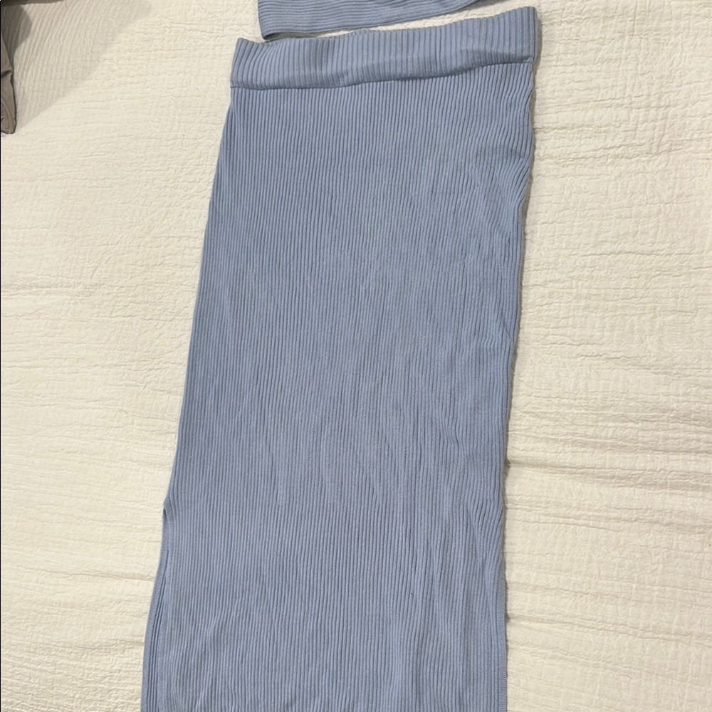 Blue Ribbed Skirt Set - Picture 2 of 3